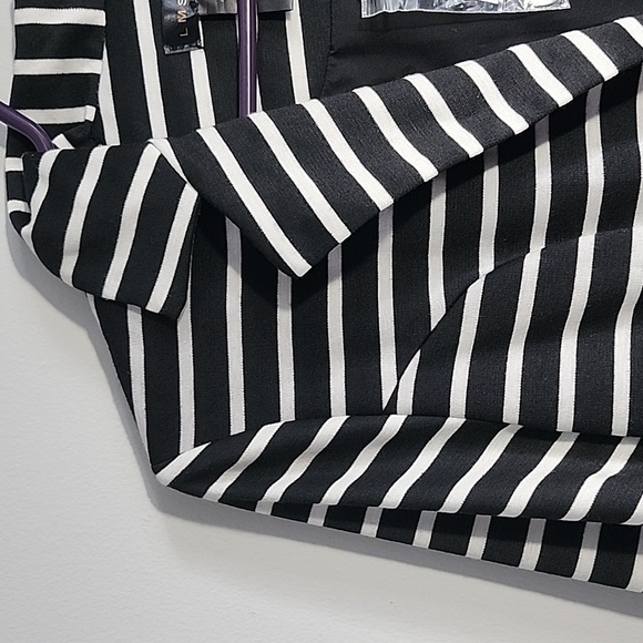 LM Studio Black/White Zebra Striped Button Up Blazer With Lined Back Canadian - Picture 3 of 9